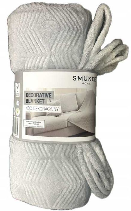 Koc DEKORACYJNY Narzuta Pled Szary Smukee HOME 200 X 150