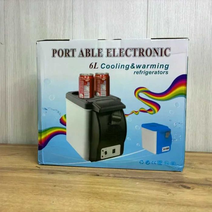 Міні автохолодильник Portable Electronic 7.5 л сіро-синій з охолодженням і нагрівом