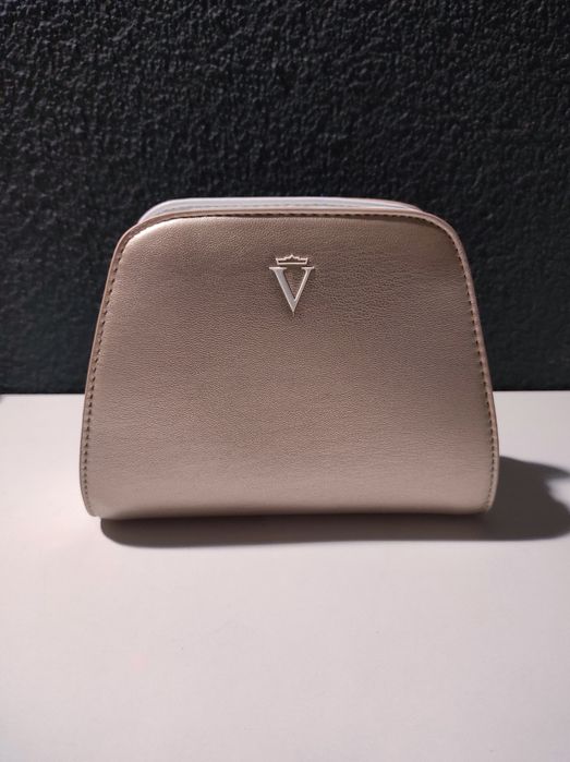 kosmetyczka Valmont mała elegancka złoto brązowa
