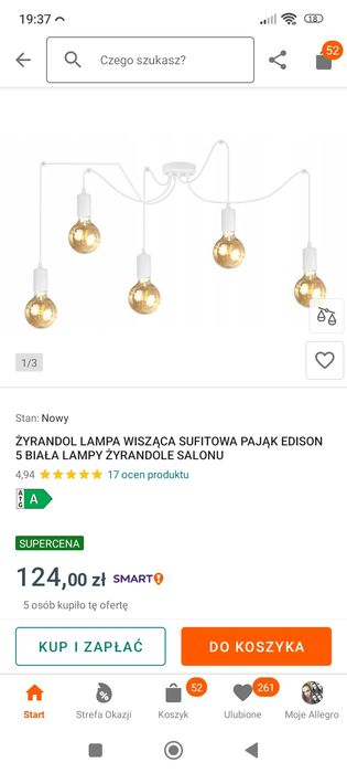 Lampy "pająk" 5 ramion i 3 ramiona
