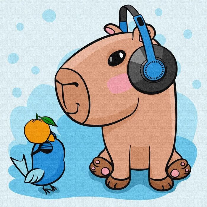 Malowanie po numerach - Kapibara w słuchawkach Ideyka ,300x15 mm