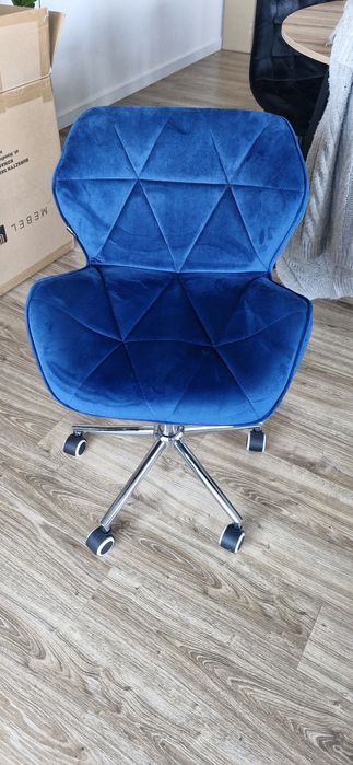 Krzesło obrotowe na kółkach welur granat