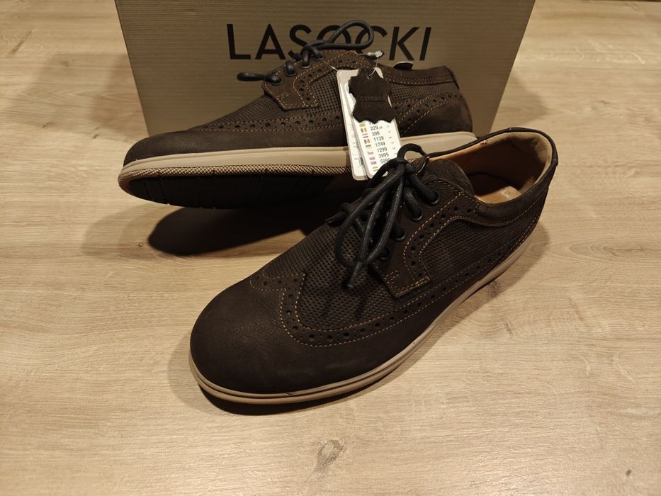 Buty męskie Lasocki półbuty trzewiki skórzane skóra naturalna brązowe