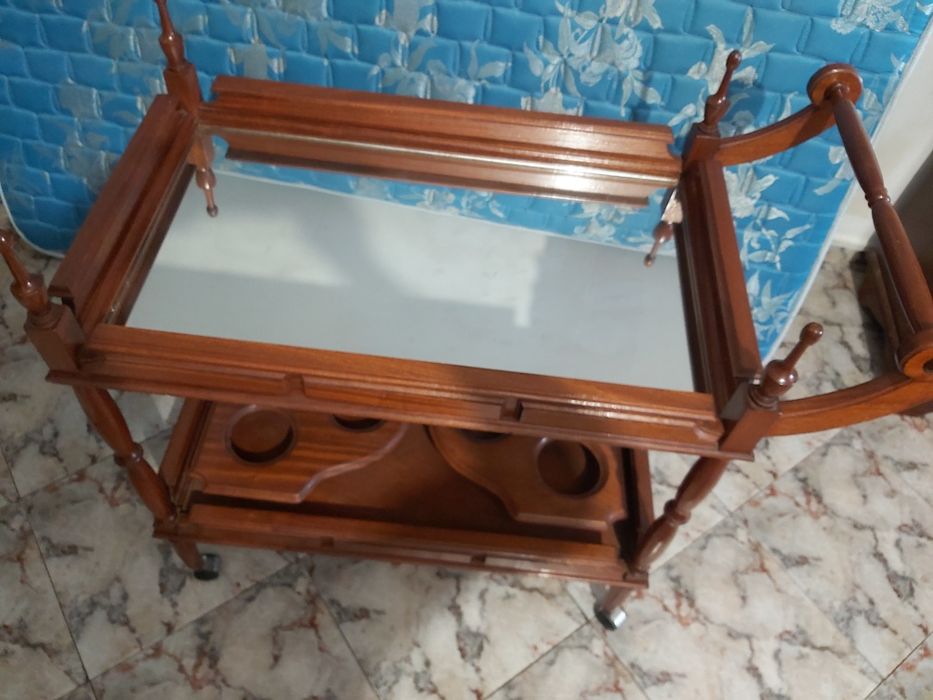 Bar móvel carrinho com mesa espelho