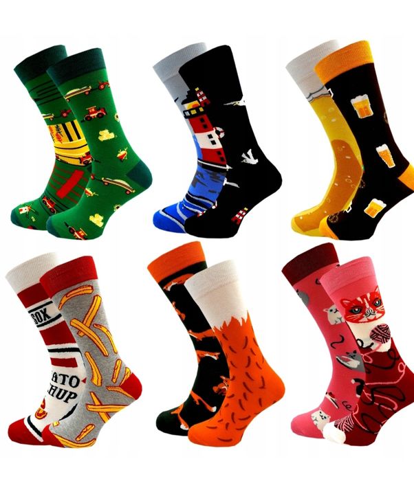 Skarpetki męskie nie do pary różne wzory 40-43 kolorowe śmieszne