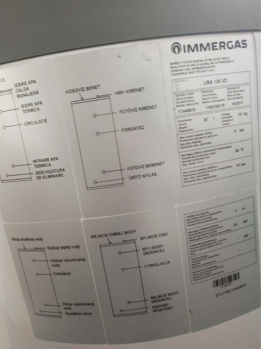 Immergas ogrzewacz wody zasobnik UBS 100 V2 87l
