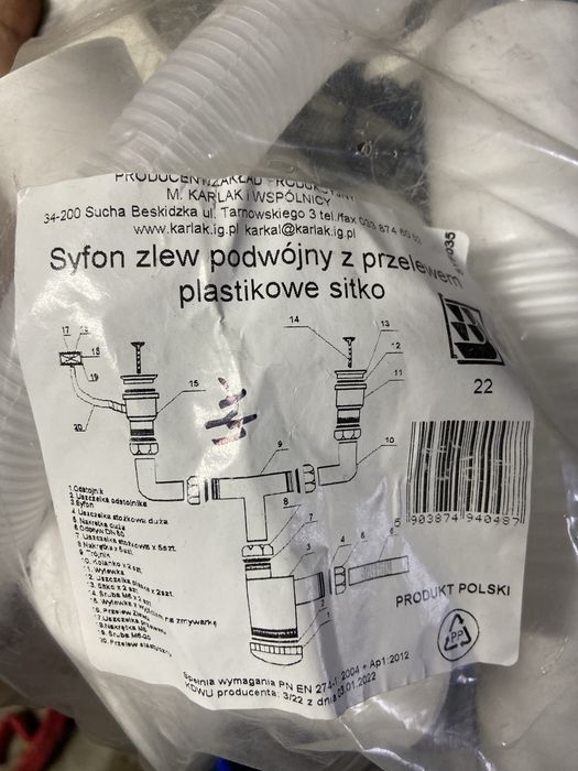 Syfon zlew podwojny