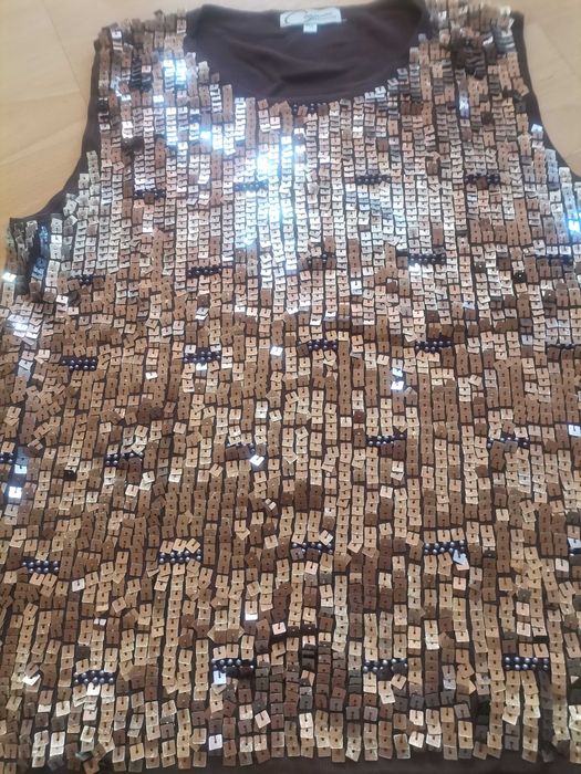 Bluzka brązowa z blyszczącym  przodem