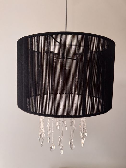 Lampa wisząca z kinkietami czarna krysztalki lampa wiszaca zestaw