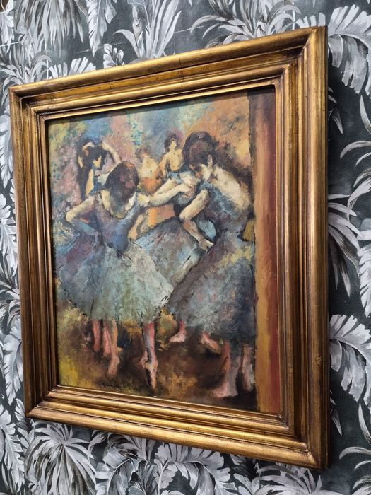 Quadro a Óleo "Bailarinas em Azul" - Cópia de Edgar Degas (Margarida S. Duque, 1971)