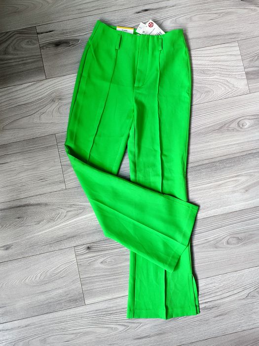 Nowe spodnie z metką xxs zielone dzwony eleganckie