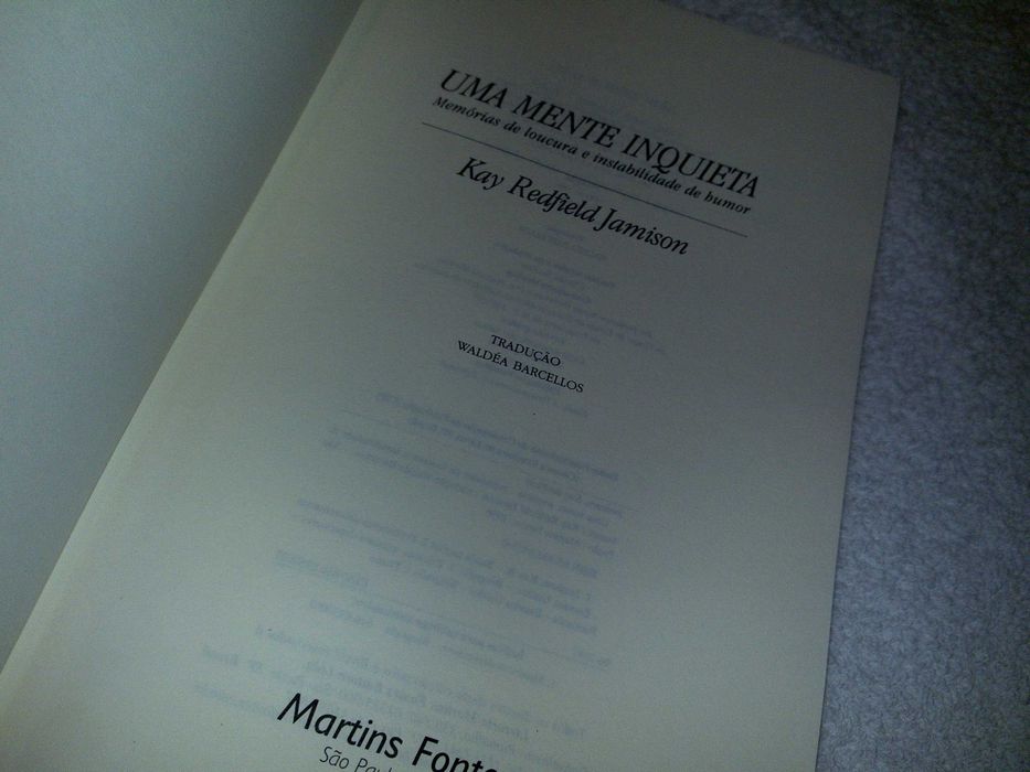uma mente inquieta (kay redfield jamison) 5ª tiragem, 2002 livro