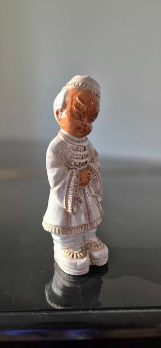 Rzeźba figura mnich budda,Chiny Azja orient terakota szkliwiona dekor