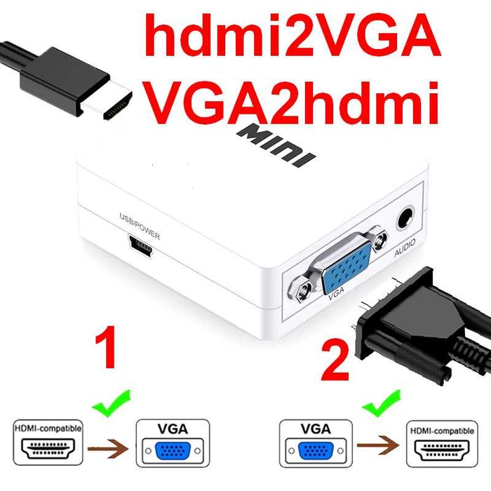 Конвертер VGA HDMI и HDMI VGA активный переходник адаптер 720p 1080p