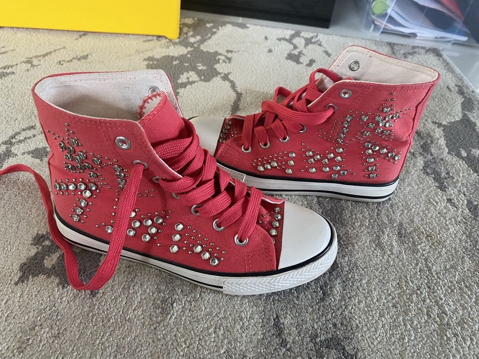 Czerwone trampki tenisowki 35 cyrkonie Zona 3
