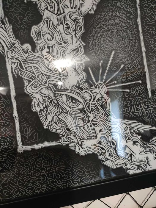 Obraz "POZA RAMĄ" 40x30 Abstrakcja Surrealizm  Polska grafika w ramie