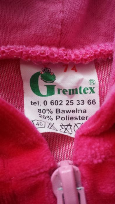 Welurkowy dresik dla dziewczynki rozm. 74
