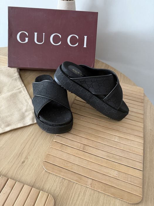 Klapki Gucci Marmot GG Sandały platforma