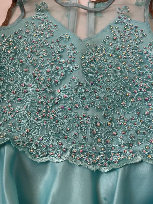 Танцевальный костюм для девочки платье контемп бирюза 110-135 снежинка