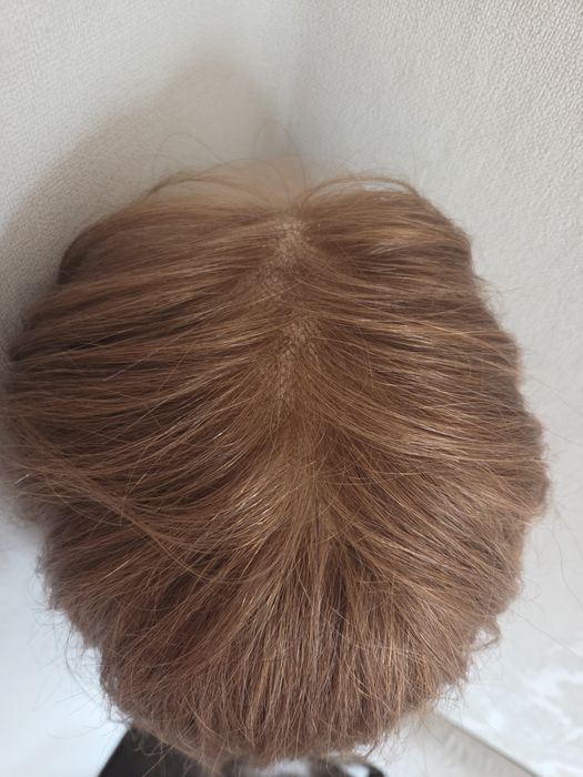 Peruka naturalna, 100% włos naturalny, prosta, miedziany/jasny brąz