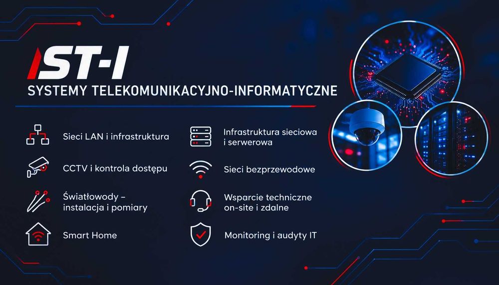Instalacje IT, Sieci, CCTV, Światłowody – Montaż i Serwis