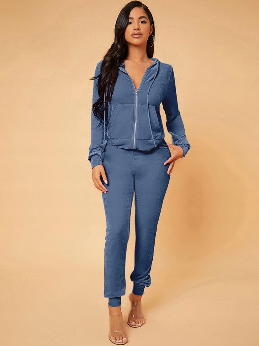 Spodnie Dresowe Welurowe Niebieskie Shein S 36