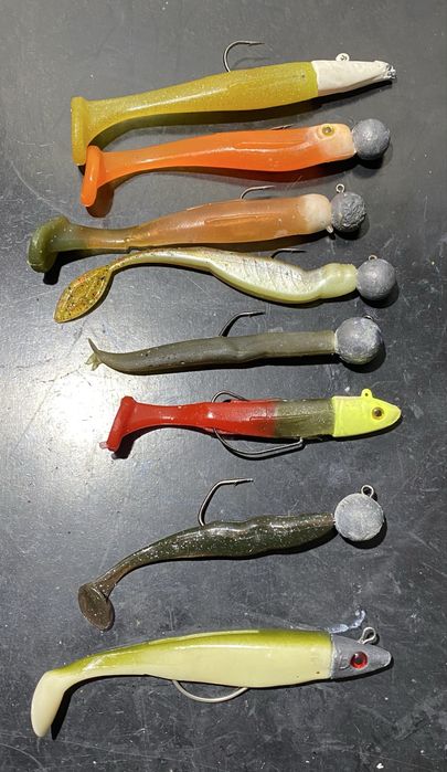 Conjunto 16 vinis/amostras para pesca de spinnig