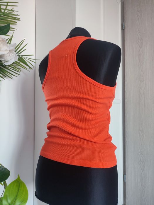 pomarańczowy top prążkowany na ramiączkach bokserka podkoszulka 34 XS