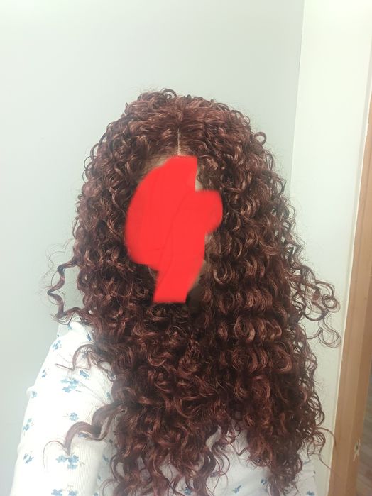 Nowa peruka wino burza loków lace front