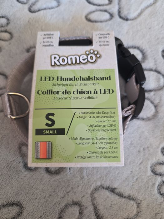 Obroża LED dla psa Romeo – USB-C, rozmiar S, nowa