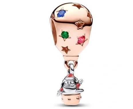 Charms zawieszka Mikołaj do pandora balon srebro rose gold 925