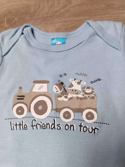 Body krótki rękaw x2 niebieskie traktor miś 'Topolino' 'George' 56