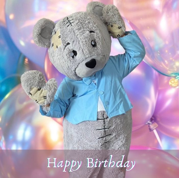 Привітання від білого ведмедика, панди, ведмедика Тедді або зайки. Най