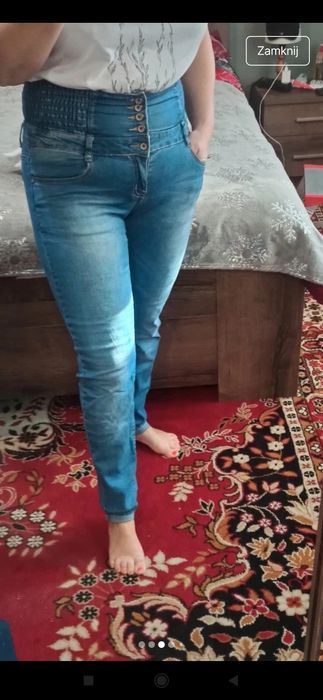 Jeansy z wysokim stanem xl