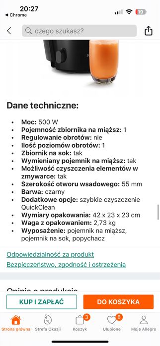 Sokowirówka philips czarna