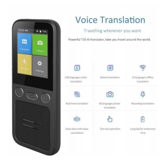 Travel Translator T16 138 języków tłumaczenie 14 tłumaczeń ttst974