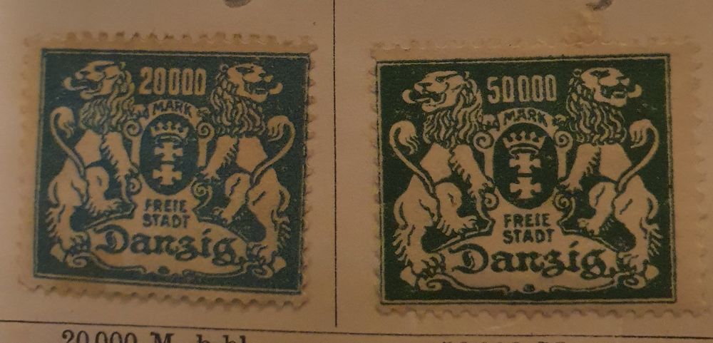 5 znaczkow gdansk 1923