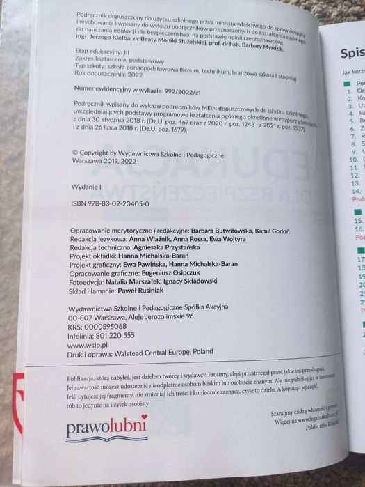 Edukacja dla bezpieczeństwa WSIP, szkoła ponadpodstawowa