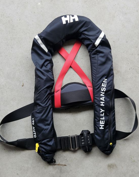 Zestaw żeglarski: Kamizelka pneumatyczna Helly Hansen 170 AUTO + Smycz Spinlock ISO 12401