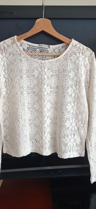 Top bluzeczka biała euro bawełna rozm S Stradivarius