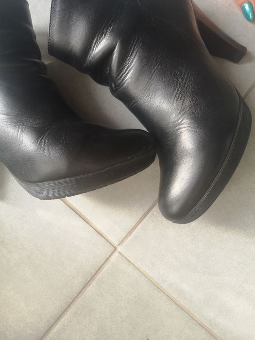 Czarne skórzane botki 37 buty damskie