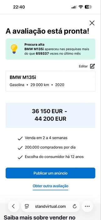 Bmw 135i 2.0 306cv NACIONAL F40 NOVO 28000kms