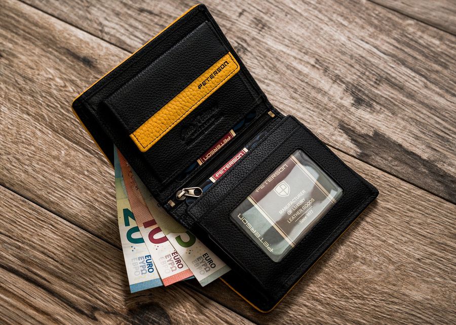 skórzany portfel męski z kontrastowym obszyciem - peterson