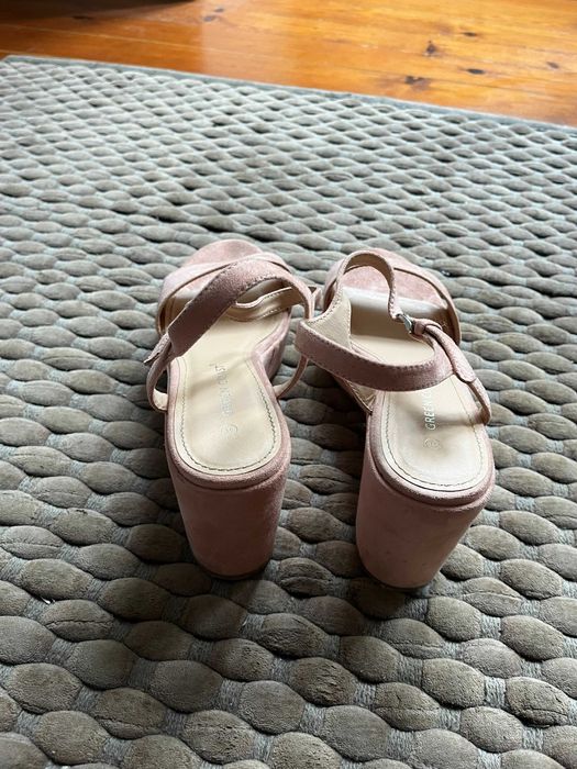 Sandálias de salto alto da Green Coast n41 em rosa claro