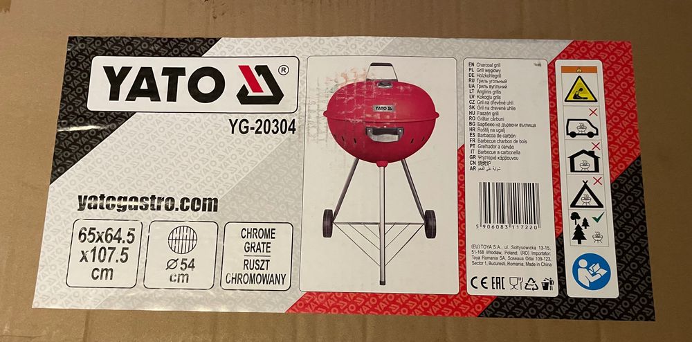 Okrągły grill węglowy YATO YG-20304 logo Warka