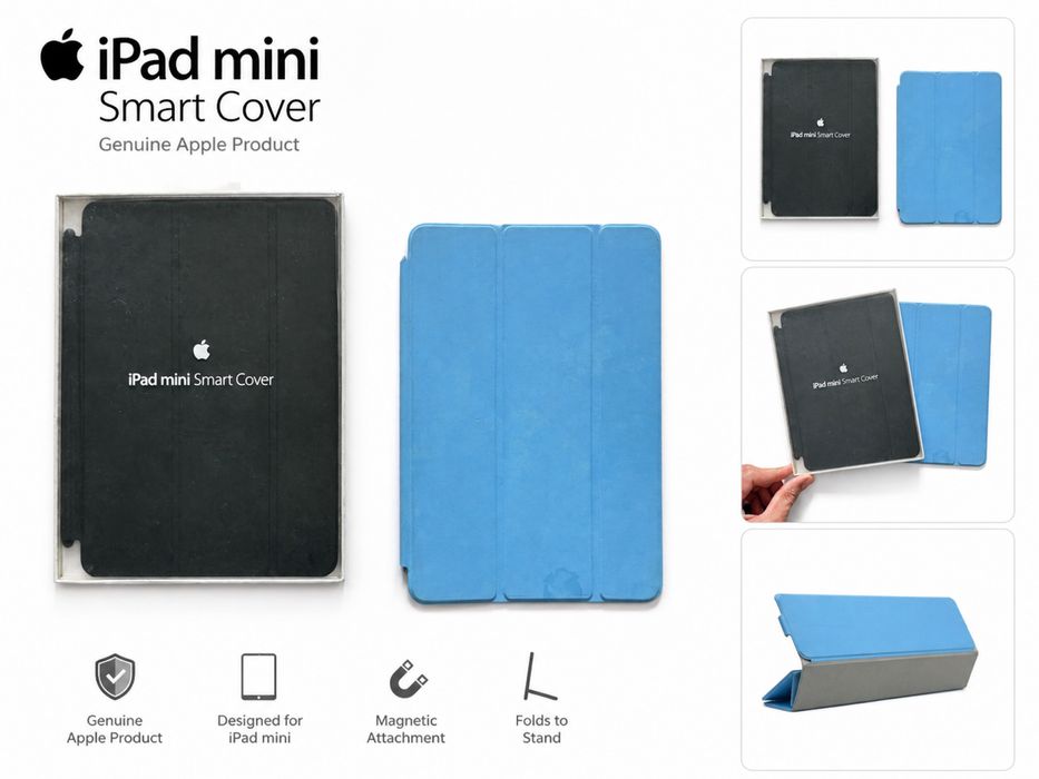 Apple iPad Mini Smart Cover Original – 2 Capas (1 Nova Lacrada + 1 Azul Usada)