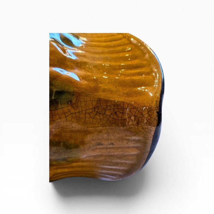 Jarro Vintage Cerâmica Vidrada com Relevo Espigas Milho