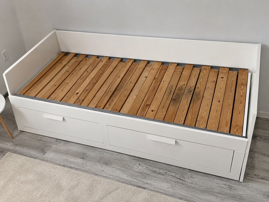 Cama individual/de casal, c/2 gavetões, branca, 80x200 cm