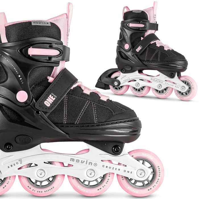 Nowe Rolki Regulowane Damskie Czarno Różowe  R. 38-41