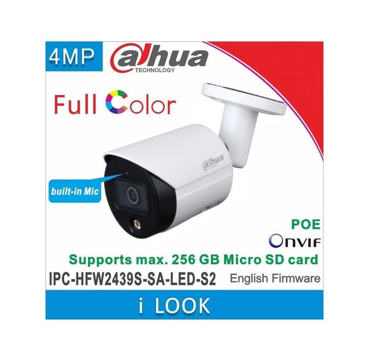 IP камера 4 мп Dahua IPC-HFW2439SP-SA-LED-S2 - Full Color с микрофоном